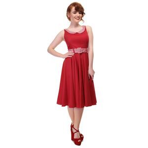 Collectif Kitty 50s Gingham Trim Swing Dress XS